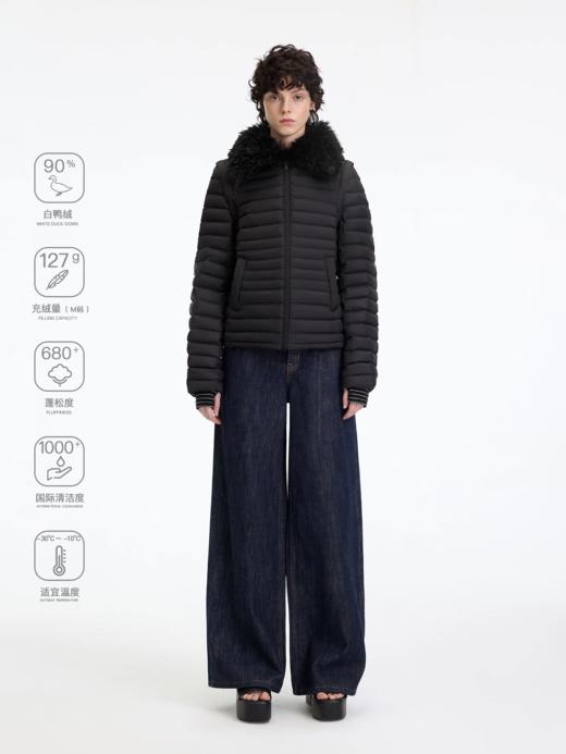 出逃赤岗西/25AWY006/毛领90白鸭绒保暖防风轻薄可拆卸马甲排骨羽绒服外套 商品图1