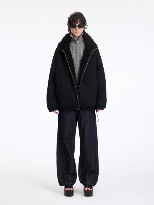 出逃赤岗西/25AWW165/双面穿羊羔卷毛长款外套 商品图1