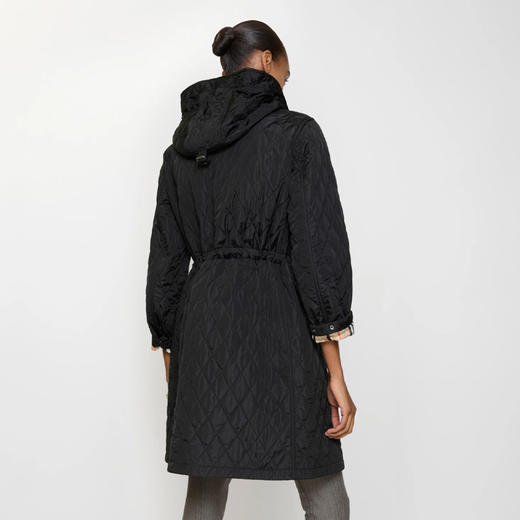 BURBERRY 巴宝莉 女士马术骑士设计标签绗缝尼龙连帽棉服 黑色 8110325 A1189 商品图3