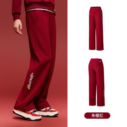 安踏好事发生丨新年鸿运加绒金元宝长裤女子宽松直筒裤162618303S 商品图4