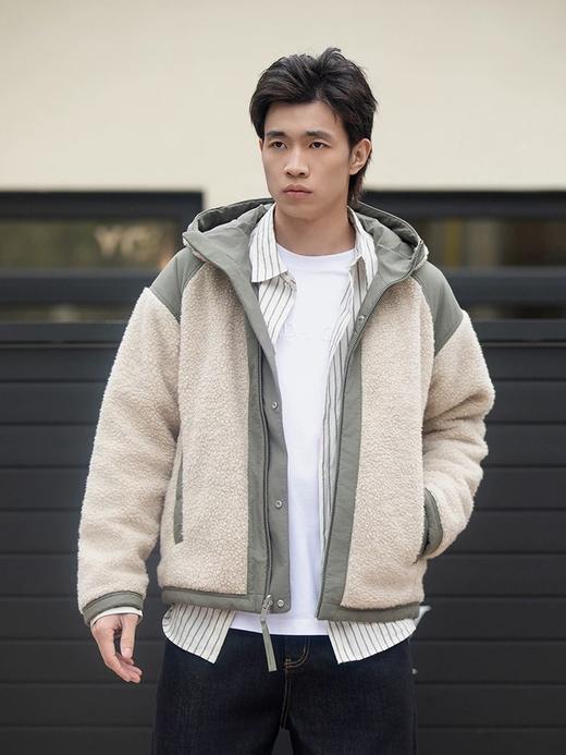 大鹅 双面穿仿羊羔毛拉链连帽夹克抓绒外套 Z-15782 商品图1