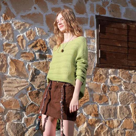 【绵羊毛】三彩2026春季新款宽松圆领长袖针织衫毛衫肌理感套头M 商品图1