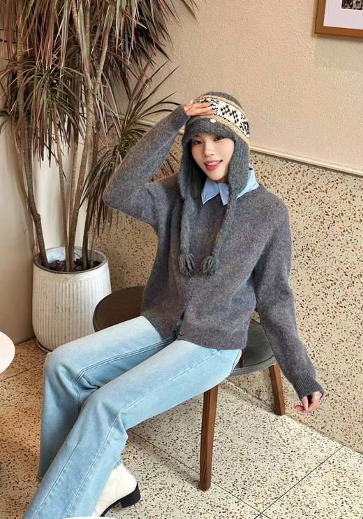 D5MZ31433#兔绒圆领纯色开衫 商品图0