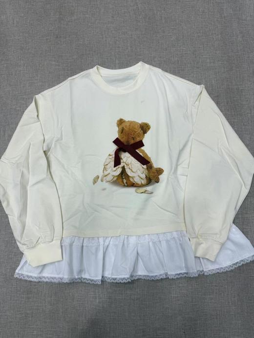 F010743新款「伤心小熊」可脱卸蝴蝶结拼接下摆长袖T恤 商品图2