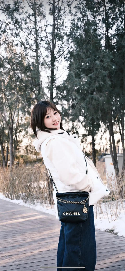 Chanel 黑金 mini 油蜡牛皮 垃圾袋 22bag 商品图2