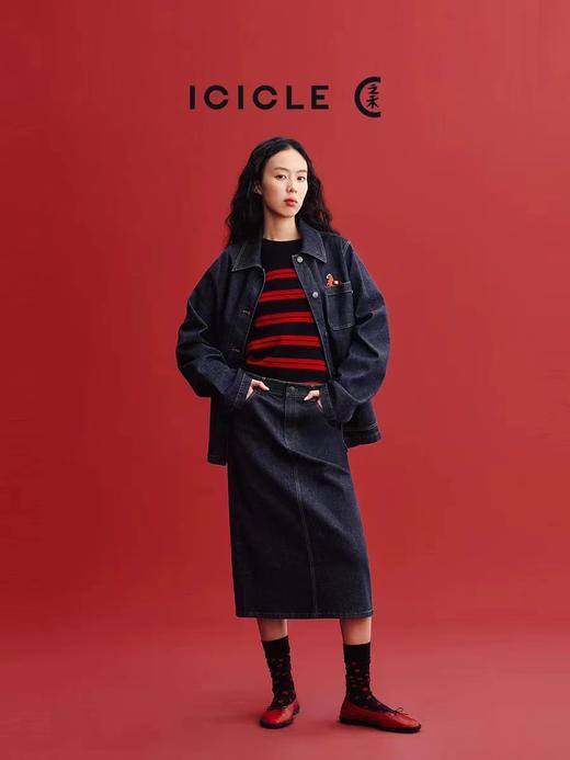 F010741春季新款刺秀马到成功棉弹牛仔夹克外套女款 商品图9