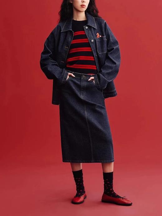 F010741春季新款刺秀马到成功棉弹牛仔夹克外套女款 商品图8