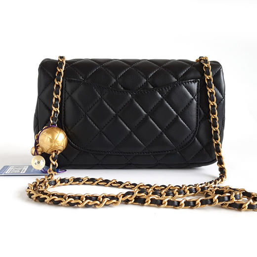 【95新】CHANEL香奈儿CF系列AS1787 B02916 94305黑金羊皮大mini金球CF链条包单肩斜挎包女士 301225NJS29 商品图5