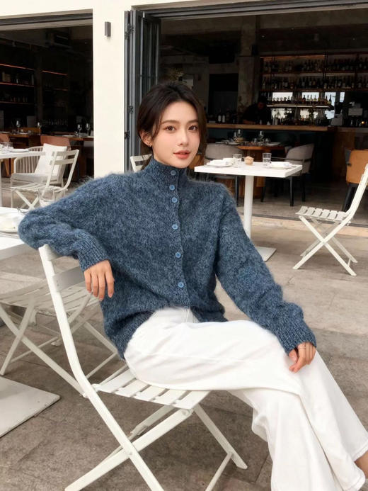 工厂已放假，年后发货！2025秋冬新款“莫奈花纱”立领拉毛羊毛开衫95%羊毛+5%羊绒拉毛工艺 商品图5