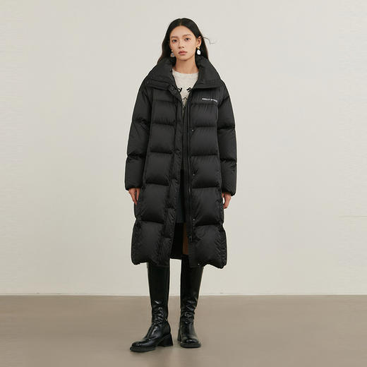 NEELLY纳俪商场同款冬新款气质直筒羽绒服女长款加厚保暖连帽外套N25114L04605 商品图2