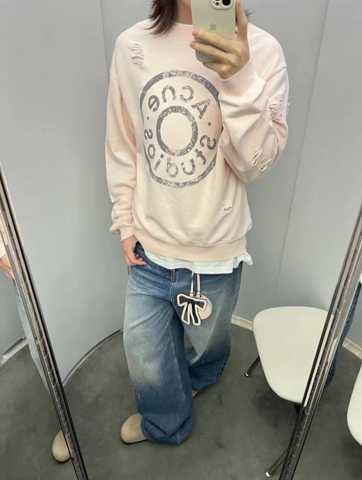 F010721破坏水洗做旧复古休闲宽松中性版圆领卫衣 商品图7