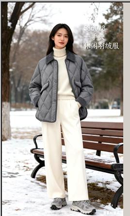 586028新款衬衫领一手长休闲羽绒服 商品图0