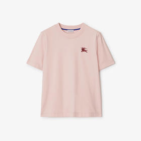 BURBERRY 巴宝莉 女士马术骑士徽标刺绣棉质圆领短袖T恤 粉色 8111944 C2989
