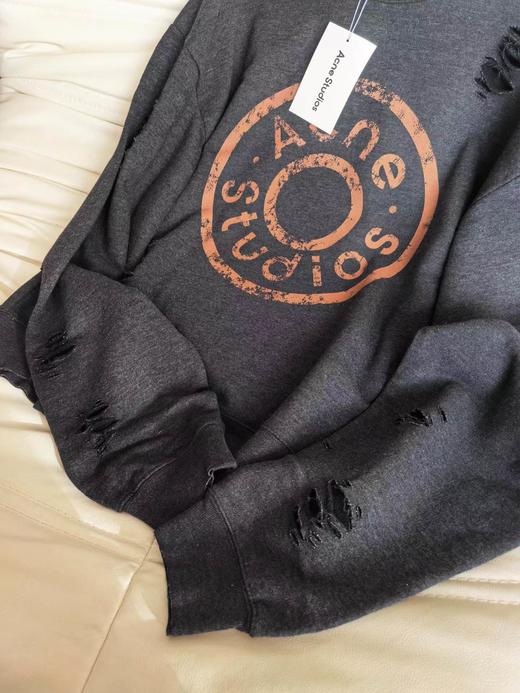 F010721破坏水洗做旧复古休闲宽松中性版圆领卫衣 商品图13