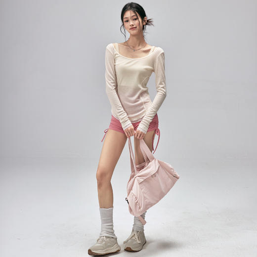 跃牌【美西西系列】性感U领露背绑带修身垂顺轻薄瑜伽服运动罩衫CX-119 商品图2