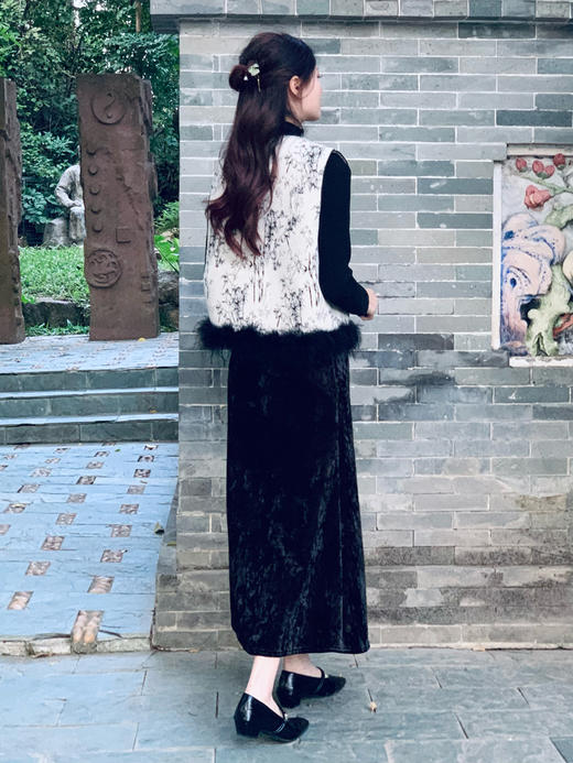 【百图lulu定制】【墨染鱼尾裙】新中式 水墨提花 加绒 鱼尾半裙 商品图4