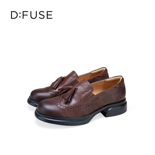 Dfuse迪芙斯2026春季新款复古流苏英伦风深口女鞋休闲乐福鞋深口单鞋DFE1112115 商品图9