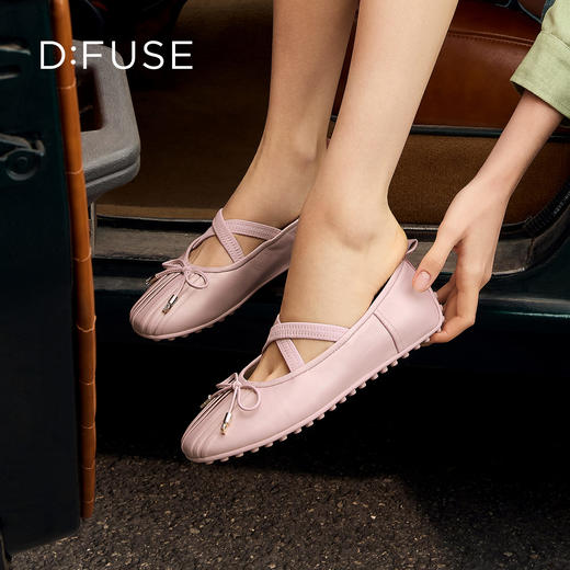 Dfuse迪芙斯2026春季新款圆头蝴蝶交叉带结芭蕾舞鞋豆豆鞋平底女鞋DFE1111089 商品图4