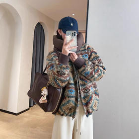 小众设计感！2026费尔岛90白鹅绒颗粒绒加厚外套连帽羽绒服女冬款！