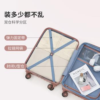 爱华仕行李箱20英寸登机箱大容量拉杆箱耐用旅行箱女密码箱皮箱玫瑰金 商品图4