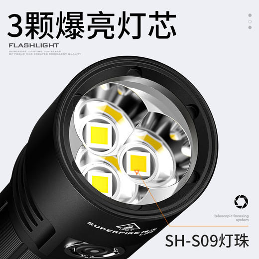 神火L22强光手电筒高亮远射长续航户外照明装备 商品图2