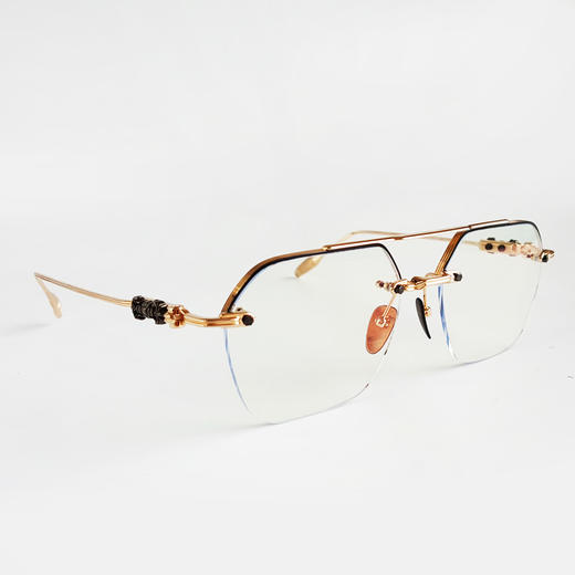 【98新闲置】Chrome hearts克罗心金色拼黑色双梁飞行员款FLUID尼康防蓝光平光眼镜58-18-147中性款 040126NJT06 商品图2