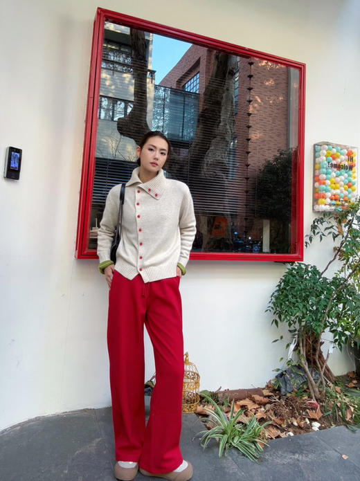 【新年系列】噢蜜ooomeooo新年红松紧腰宽腿裤时髦精仪式感 商品图8