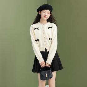 奢姿大码女装2025冬季针织减龄蝴蝶结圆领两件套胖妹妹时尚套装9954954031AB