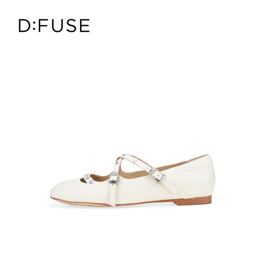 Dfuse迪芙斯2026春季新款尖头双条带铆钉甜酷朋克亮面漆皮单鞋平跟鞋DFE1111048 商品图11