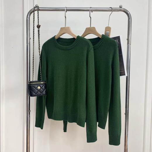F010702显白碧玺绿~冬季糕级感宽松百搭套头圆领羊毛毛衣 商品图9