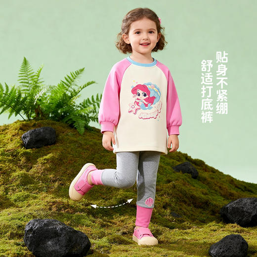 迪士尼小美人鱼套装春新款女童亲肤柔软T恤长裤运动休闲两件套ZD1FT010 商品图3