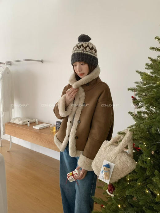 【软糯保暖❗️时尚百搭】高级感时髦粽色两面穿羊羔毛外套百搭皮毛一体外穿上衣女潮ZIF。jc 商品图1