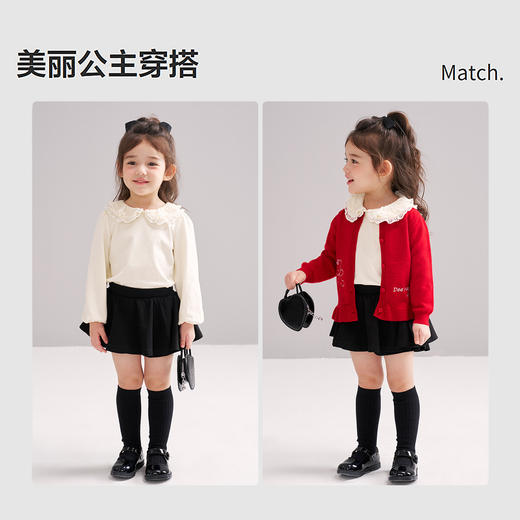 笛莎Deesha 2026春季女童气质甜美蕾丝翻领长袖T恤 商品图2