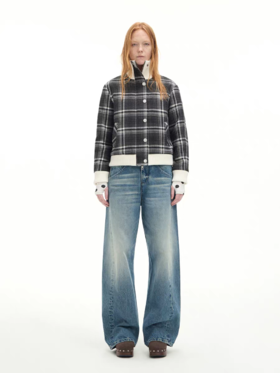 出逃赤岗西/25AWN141/做旧猫须立体裁剪弯刀牛仔裤