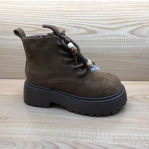 豪行2025年冬季新款时尚休闲厚底真棉皮女短靴25422776M 商品图1