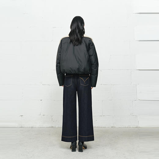 NEELLY纳俪商场同款冬新款复古显瘦百搭直筒长裤女舒适宽松阔腿裤N25112H01142 商品图1