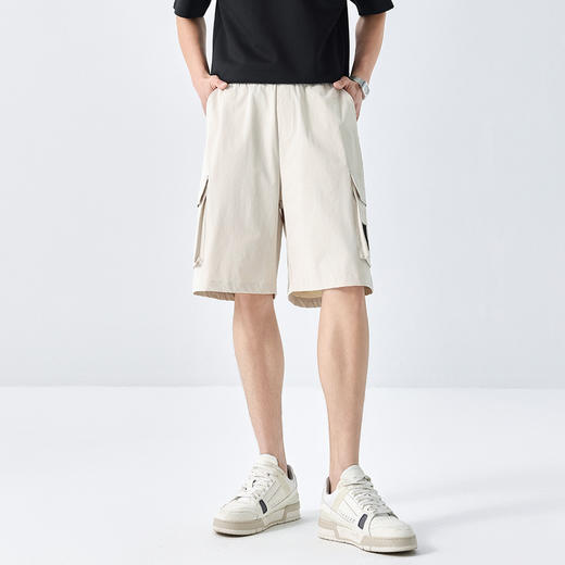 GXG男装【工装口袋】25夏季时尚松紧腰系绳男式宽松休闲五分短裤K&C 商品图4