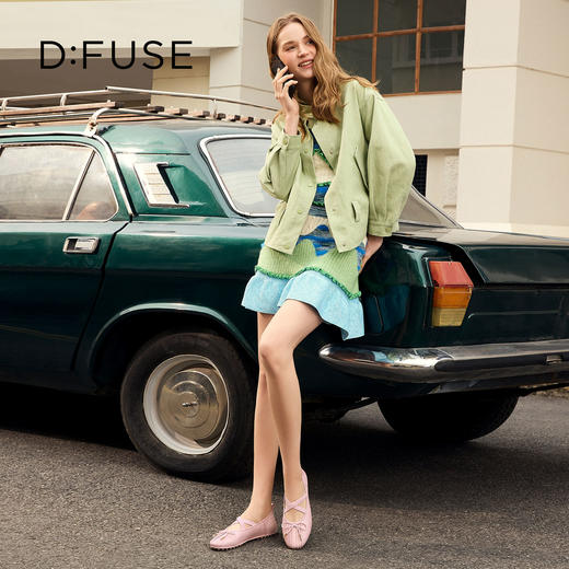 Dfuse迪芙斯2026春季新款圆头蝴蝶交叉带结芭蕾舞鞋豆豆鞋平底女鞋DFE1111089 商品图2