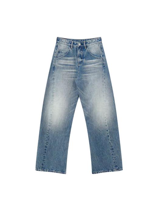 出逃赤岗西/25AWN141/做旧猫须立体裁剪弯刀牛仔裤 商品图3