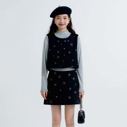 奢姿大码女装2026春季小花图案减龄三件套胖妹妹半高领时尚套装9961991196AB 商品图4