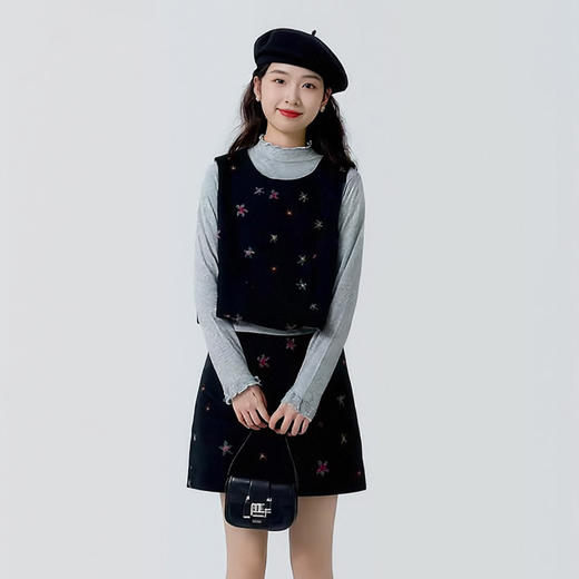 奢姿大码女装2026春季小花图案减龄三件套胖妹妹半高领时尚套装9961991196AB 商品图3