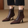 【预售5天】新款羊皮编织尖头时装靴子前拉链加绒气质显瘦高跟短靴&sl-8123 商品缩略图0