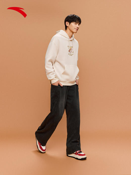 安踏好事发生加绒连帽马年卫衣男新年红色长袖运动上衣152618707S 商品图1