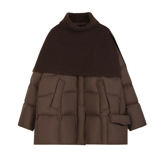 NEELLY纳俪商场同款冬季新款复古针织披肩保暖外套女白鸭绒羽绒服N25114L04608 商品图3