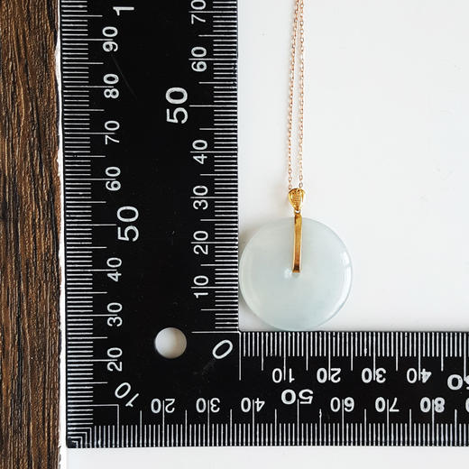 【天然正品】A货翡翠AU750黄金镶天然细腻冰种晴水平安扣翡翠吊坠项链31.4*25.6*4.4MM(皆取最大值)链长：45CM（长度可调节）071125AH49 商品图2