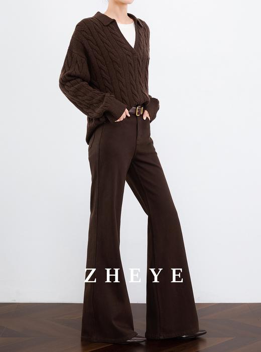 土耳其新作四面弹美拉德复古美式蓝显瘦加绒喇叭裤 商品图6