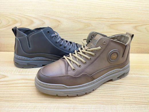 豪行2023秋冬新款13342092时尚潮男休闲皮鞋高帮单鞋男工装短靴子 商品图3