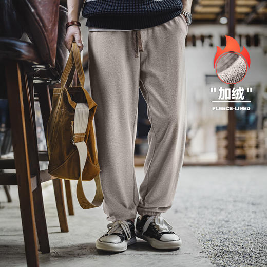 马登工装美式复古灰色刺绣卫裤休闲直筒束脚裤训练运动长裤子男秋 商品图0