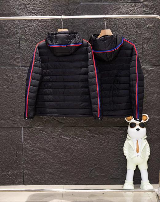 F010764轻薄系列小标刺绣红蓝织带连帽羽绒服 商品图3