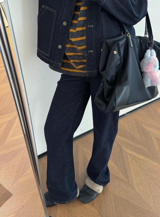 朗姿雏菊系列 双扣复古直筒牛仔裤 商品图2